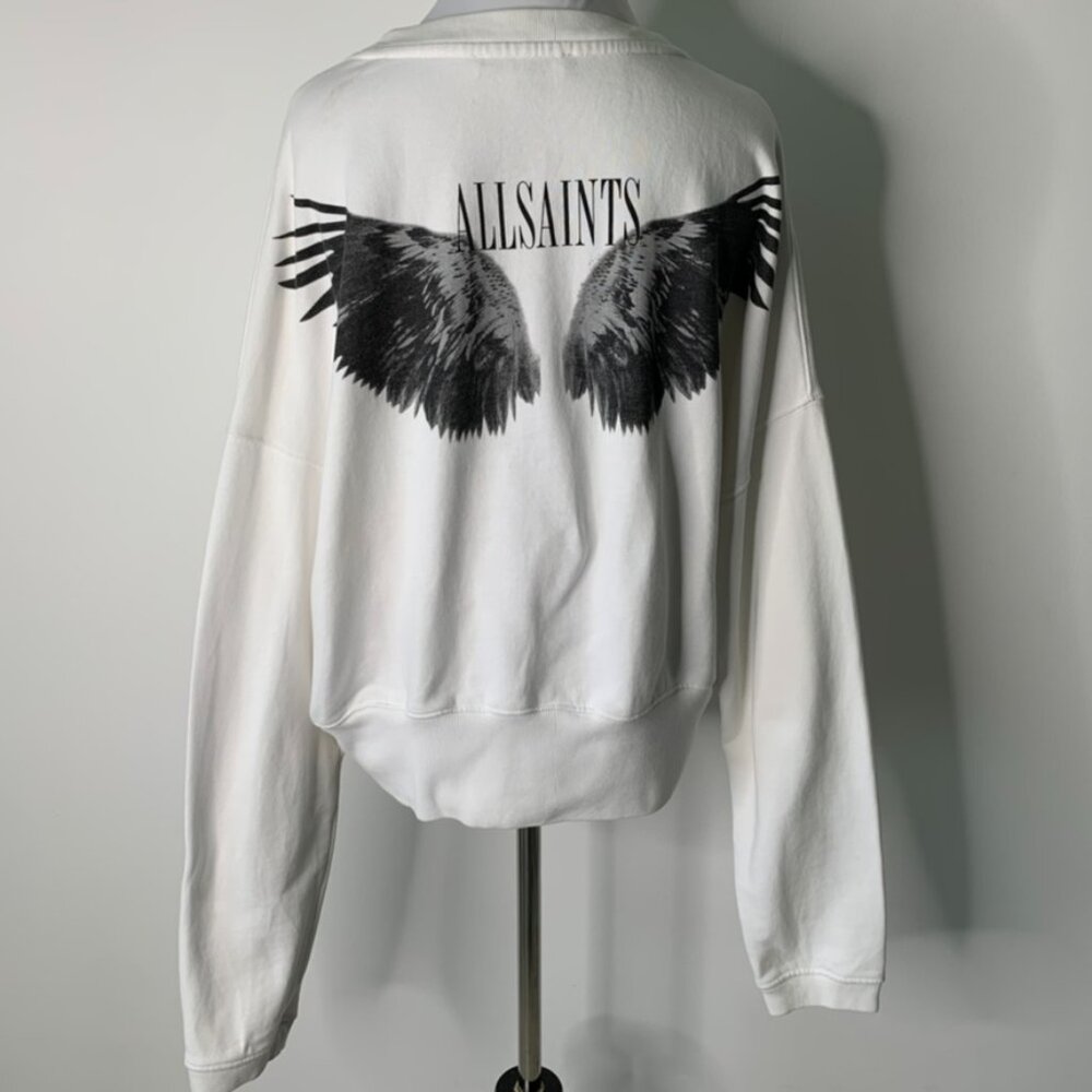 All Saints Women's White Wingan Enrico Long Sleeve Sweatshirt Size Medium - Picture 8 of 14